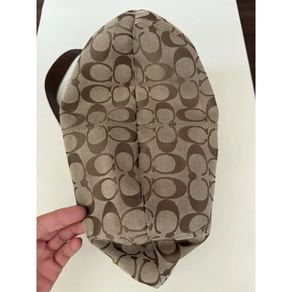 Coach Soho F13740 Signature Pleated Hobo Shoulder Bag Brown Jacquard Y2K